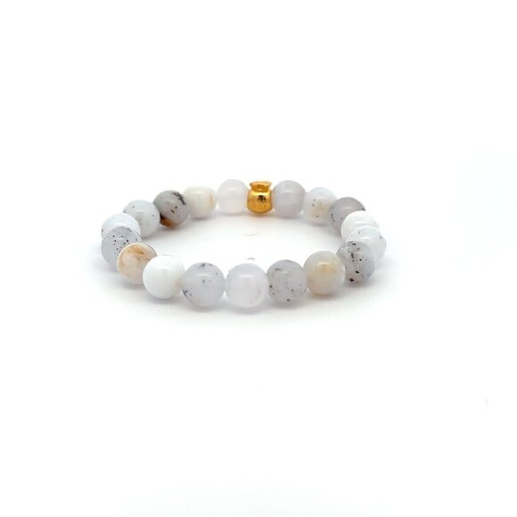 18K Gold Money Bag Lucky Charm Bracelet Gemstones Natural Multicolor Opal 8mm - Picture 4 of 5